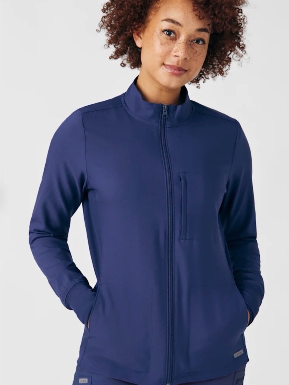 NWT Landau Forward 3-Pocket Zip-Front Scrub Jacket Women M Navy